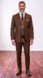 Brown Mens 3 Piece Suit Peak Lapel