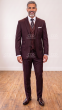 Burgundy Mens 3 Piece Suit Peak Lapel