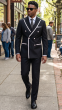 Black/White Double Breasted Suit with Peak Lapel