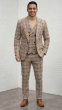 Camel Burberry Plaid Suit for Men Peak Lapel
