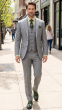 Silver 3 Piece Suit Mens Modern Fit Suits