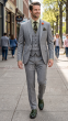 Statement Men's Outlet 3 Piece 100% Wool Suit - Light Plaid