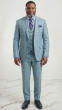 Jade Men's Big and Tall Wool 3pc Suit Windowpane Plaid