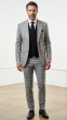 Black Suit Plaid Suits Single Breasted Suit Jacket with Peak Lapel