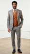 Grey Suit Plaid Suits Single Breasted Suit Jacket with Peak Lapel