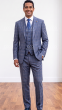 Steel Blue Suit Modern Fit Suit for Guys Plaid Suits