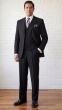 Men's Black 3 Button Suit with Wide Leg Pants