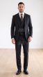 Black Suit Sharp Suits for Men Low Cut Double Breasted Vest