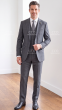 Charcoal Suit Three Piece Plaid Suits for Men