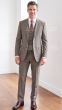 Tan Suit Three Piece Plaid Suits for Men