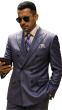 Purple Double Breasted Suit Sharkskin Fabric Cinchable Waistband