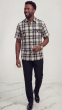 Black Paid Shirt Leisure Suit for Men Button Up Shirt