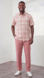 Pink Paid Shirt Leisure Suit for Men Button Up Shirt