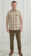 Tan Paid Shirt Leisure Suit for Men Button Up Shirt
