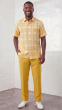 Yellow Paid Shirt Leisure Suit for Men Button Up Shirt