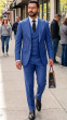 Statement Men's Outlet 3 Piece 100% Wool Modern Fit Suit - Wide Peak Lapel