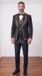 Black/Gold Tuxedo Three Piece Tux for Men
