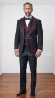 Black/Red Tuxedo Three Piece Tux for Men