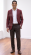 Burgundy Blazer Mens Plaid Jacket