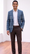 Indigo Blazer Men's Plaid Jackets Single Breasted Jacket