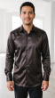 Statement Men's Outlet Long Sleeve Woven Shirt - Solid Color Satin