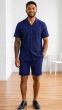 Navy Mens Shorts Set 2 Piece Matching Set for Men