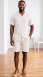 Tan Mens Shorts Set 2 Piece Matching Set for Men