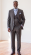 Charcoal Windowpane Suit Mens Wool Suits High Fashion Suit with Semi-Wide Leg Pants