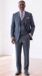 Grey Windowpane Suit Mens Wool Suits High Fashion Suit with Semi-Wide Leg Pants