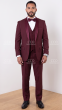 Burgundy Tux Wool Tuxedos Mens 3 Piece Tuxedos