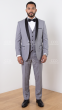 Grey Tux Wool Tuxedos Mens 3 Piece Tuxedos