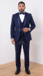 Navy Tux Wool Tuxedos Mens 3 Piece Tuxedos
