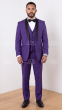 Purple Tux Wool Tuxedos Mens 3 Piece Tuxedos