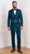 Indigo Suit Mens 3 Piece Suits Peak Lapel Double Breasted Suit Jacket