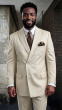 Off White Suit Mens 3 Piece Suits Peak Lapel Double Breasted Suit Jacket