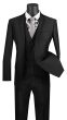 Vinci Men's 3 Piece Wool Feel Slim Fit Suit - Trimmed Lapel