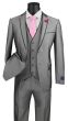 Vinci Men's 3 Piece Wool Feel Slim Fit Suit - Trimmed Lapel