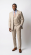Oatmeal Suit Mens 3 Piece Suit Peak Lapel