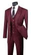 Vinci Men's 3 Piece Wool Feel Executive Suit - Vibrant Pinstripe