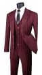 Burgundy Pinstipe Suit Mens Suits Three Piece Suit for Gents Suit Jacket with Peak Lapel