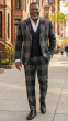 Black Suit Mens 3 Piece Suits Double Breasted Vest