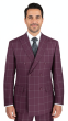 Wine Windowpane Fabric Double Breasted Suit