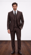 Brown Pinstripe Suit Men's 3 Piece Suits