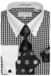 Karl Knox Men's French Cuff Shirt Set - Bullseye Polka Dot
