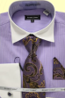 Avanti Uomo Men's French Cuff Dress Shirt Set - Micro Stripe
