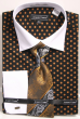 Avanti Uomo Men's Outlet 100% Cotton French Cuff Shirt Set - Polka Dots