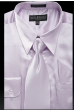 Lilac Men Shirts Satin Shirt for Men Tie and Handkerchief
