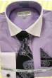DANIEL ELLISSA SOLID BODY WHITE COLLAR BASIC FRENCH CUFF SHIRT DS3825P2 DK BROWN