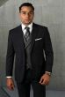 Black Mens 3 Piece Suit Peak Lapel