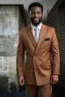 Copper Suit Mens 3 Piece Suits Peak Lapel Double Breasted Suit Jacket